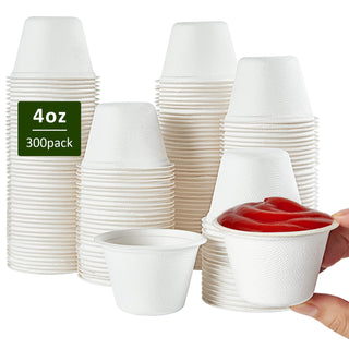2oz/ 4oz Natural Round Composable Souffle Cups - Sauce & Sample Tasting - Vplus - JOLLYCHEF