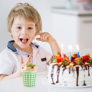 3oz 3 Color Striped Pattern Paper Dessert Cups - Mini Snack Cup & Cupcake - LITOPAK - JOLLYCHEF