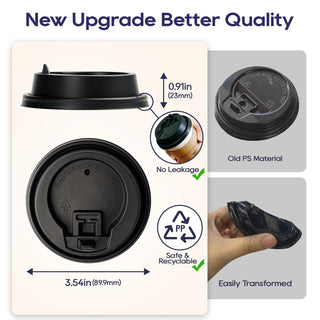 3.54'' Black & White Plastic Lids for 10oz/ 12oz/ 16oz/ 20oz Paper Cups - LITOPAK - JOLLYCHEF