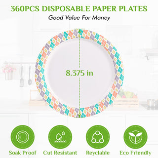 8.375in/ 10in Multicolor Checkered Round Paper Plates - Meals & Parties - FOCUSLINE - JOLLYCHEF