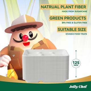 White Rectangle 5 Compartments School Lunch Tray - Picnic & Office Lunch - Jolly Chef - JOLLYCHEF