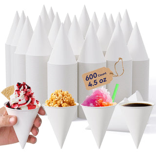 4.5 oz White Snow Cone Cups - Shaved Ice & Ice Cream - LITOPAK - JOLLYCHEF