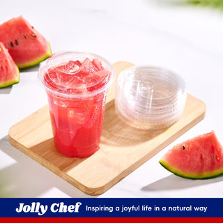 98mm Width PET Plastic Strawless Sipper Lids for 12 - 20 oz Cups - Jolly Chef - JOLLYCHEF