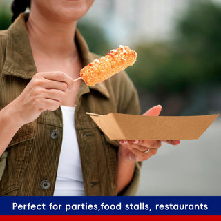 1/4lb / 2lb / 3lb Kraft Brown Paper Food Trays - Snacks & French Fries - JOLLY CHEF - JOLLYCHEF