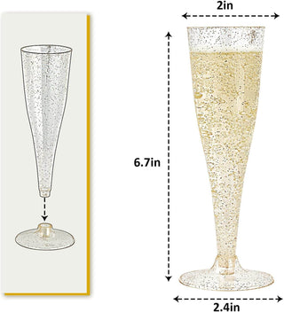 4.5oz Gold Glitter PS Plastic Dessert Cup - Plastic Champagne Flutes & Wedding - Jolly Chef - JOLLYCHEF