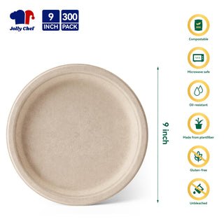 Natural Brown Compostable Plates - Family Gatherings & Picnics - Jolly Chef - JOLLYCHEF