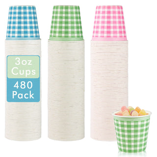 3oz 3 Color Striped Pattern Paper Dessert Cups - Mini Snack Cup & Cupcake - LITOPAK - JOLLYCHEF