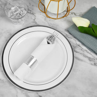 1 - Ply Solid Color Silver Pre Rolled Plastic Silverware - Dinner & Weddings - FOCUSLINE - JOLLYCHEF