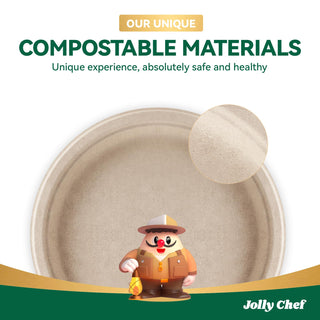 Natural Brown Round Compostable Plate Set - Party & Wedding - Jolly Chef - JOLLYCHEF