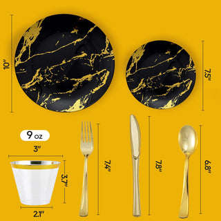 Black and Gold Plastic Disposable Dinnerware Sets - Halloween & Festival - Vplus - JOLLYCHEF