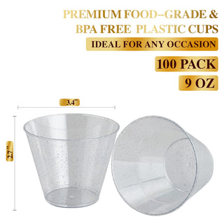 9oz Silver Glitter Wide Mouth PS Plastic Dessert Cups - Party & Wedding - FOCUSLINE - JOLLYCHEF