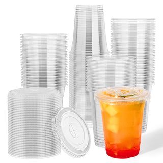 Multiple Sizes Clear Heavy Duty PET Plastic Cups with Flat Lids - Christmas & Party - Jolly Chef - JOLLYCHEF
