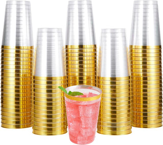 9oz Clear with Gold Rim Standard Plastic Dessert Cups - Weddings & Parties - Jolly Chef - JOLLYCHEF