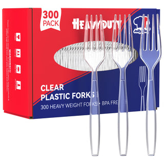 Clear Heavy Duty Disposable Plastic Flatware - Party & Wedding Use - Jolly Chef - JOLLYCHEF