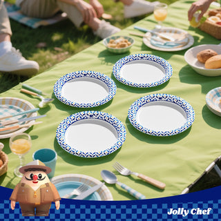 8.5/10 Inch Blue Geometric Heavy Duty Disposable Paper Plates – Parties & Catering - Jolly Chef - JOLLYCHEF