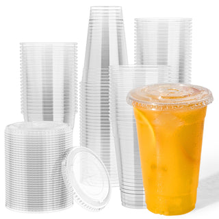 Multiple Sizes Clear Heavy Duty PET Plastic Cups with Flat Lids - Christmas & Party - Jolly Chef - JOLLYCHEF
