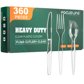 Clear Food - grade Plastic Cutlery - Party & Everyday Use - FOCUSLINE - JOLLYCHEF