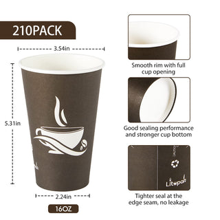 Multiple Sizes Coffee Patterns Brown Paper Coffee Cups - Party & Coffee - LITOPAK - JOLLYCHEF