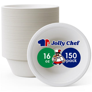 16 oz Heavy Duty White Compostable Disposable Dog Bowls - Pet Travel & Picnic - JOLLY CHEF - JOLLYCHEF