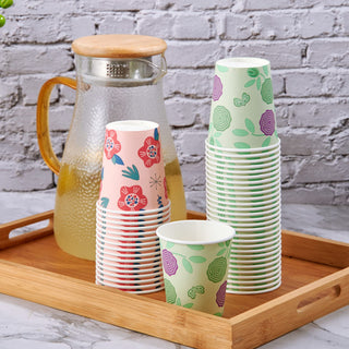 5oz Pink & Green Floral Pattern Paper Dessert Cups - Cupcake & Party - TV TOPVALUE - JOLLYCHEF