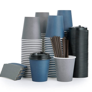 Multiple Size Blue, Gray Paper Coffee Cups Sets - Office & Cafe - LITOPAK - JOLLYCHEF