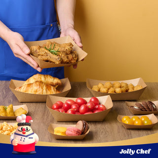1/4lb / 2lb / 3lb Kraft Brown Paper Food Trays - Snacks & French Fries - JOLLY CHEF - JOLLYCHEF