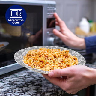 7in/ 9in/ 10in Grey Leaf Pattern Paper Plates - BBQ & Parties - Jolly Chef - JOLLYCHEF