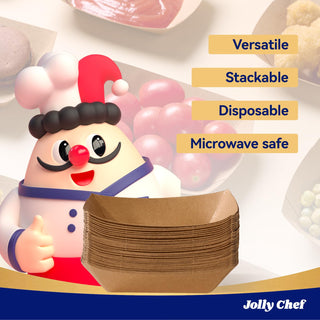 1/4lb / 2lb / 3lb Kraft Brown Paper Food Trays - Snacks & French Fries - JOLLY CHEF - JOLLYCHEF