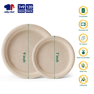 Natural Brown Round Compostable Plate Set - Party & Wedding - Jolly Chef - JOLLYCHEF