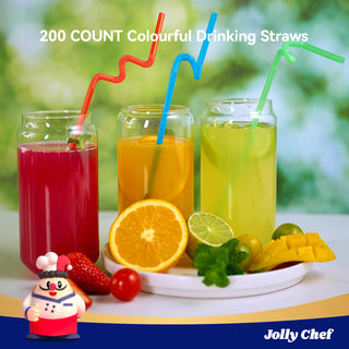 10.43 in Colorful Flexible Straws - Home Use & Juice Drinks - Jolly Chef - JOLLYCHEF