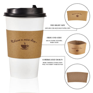 Pattern Kraft Paper Coffee Cup Sleeves for 10 oz - 20 oz Paper Cups - LITOPAK - JOLLYCHEF