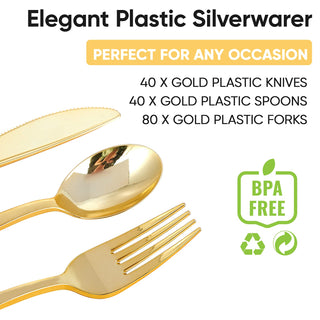 Shiny Reflective Gold Plastic Silverware - Weddings & Parties - FOCUSLINE - JOLLYCHEF