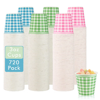 3oz 3 Color Striped Pattern Paper Dessert Cups - Mini Snack Cup & Cupcake - LITOPAK - JOLLYCHEF
