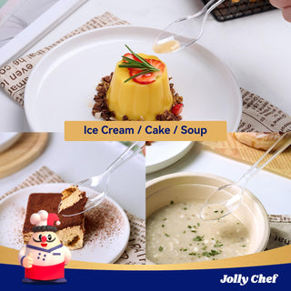 Clear Heavy Duty Disposable Plastic Flatware - Party & Wedding Use - Jolly Chef - JOLLYCHEF