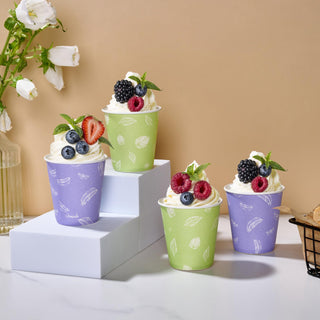 5oz Purple & Green Versatile Paper Dessert Cups - Party & Home Use - LITOPAK - JOLLYCHEF