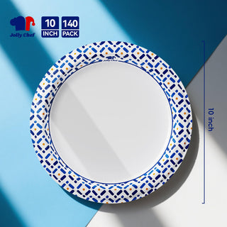 8.5/10 Inch Blue Geometric Heavy Duty Disposable Paper Plates – Parties & Catering - Jolly Chef - JOLLYCHEF