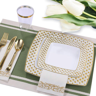 Clear Elegant gold dinnerware set - Wedding & Birthday Party - FOCUSLINE - JOLLYCHEF
