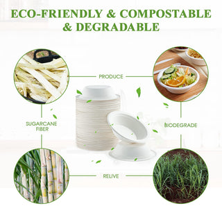 12oz/ 16oz White Wide Mouth Eco - Friendly Compostable Bowls - Snacks & Salads - Vplus - JOLLYCHEF