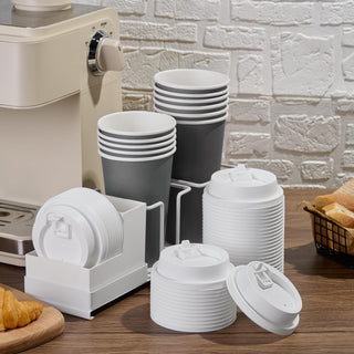 3.54'' Black & White Plastic Lids for 10oz/ 12oz/ 16oz/ 20oz Paper Cups - LITOPAK - JOLLYCHEF