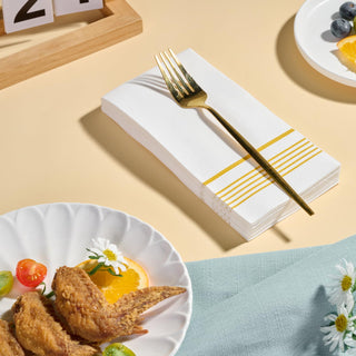 2 Ply Gold Striped Pattern Classic Paper Napkins - Party & Wedding - Jolly Chef - JOLLYCHEF