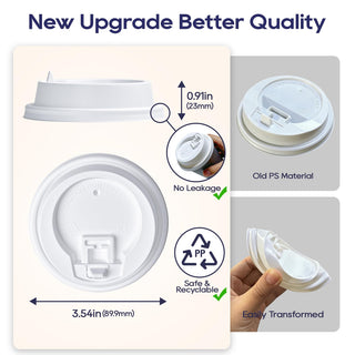 3.54'' Black & White Plastic Lids for 10oz/ 12oz/ 16oz/ 20oz Paper Cups - LITOPAK - JOLLYCHEF