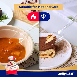 Clear Heavy Duty Disposable Plastic Flatware - Party & Wedding Use - Jolly Chef - JOLLYCHEF
