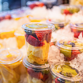 12oz/ 16oz Clear Plastic Cups with Flat Lids - Juice & Smoothies - FOCUSLINE - JOLLYCHEF