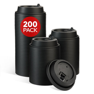 3.54'' Black & White Plastic Lids for 10oz/ 12oz/ 16oz/ 20oz Paper Cups - LITOPAK - JOLLYCHEF