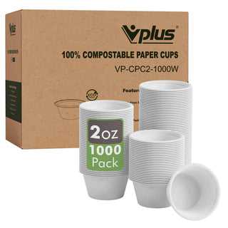 2oz/ 4oz Natural Round Composable Souffle Cups - Sauce & Sample Tasting - Vplus - JOLLYCHEF