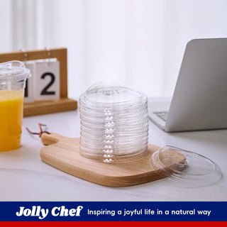 98mm Width PET Plastic Strawless Sipper Lids for 12 - 20 oz Cups - Jolly Chef - JOLLYCHEF