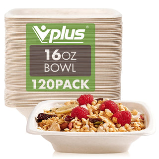 Natural Square Eco - Friendly Compostable Bowls - Snacks & Salads - Vplus - JOLLYCHEF
