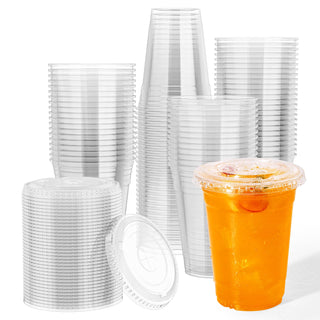 Multiple Sizes Clear Heavy Duty PET Plastic Cups with Flat Lids - Christmas & Party - Jolly Chef - JOLLYCHEF