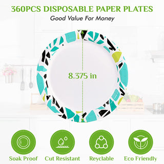 8.375in Blue with Irregular Patterns Round Paper Plates - Parties & Picnics - FOCUSLINE - JOLLYCHEF