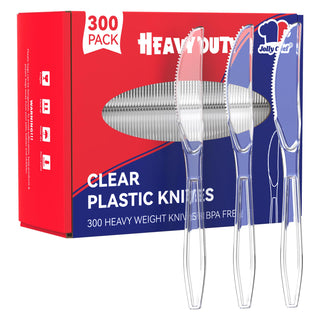 Clear Heavy Duty Disposable Plastic Flatware - Party & Wedding Use - Jolly Chef - JOLLYCHEF